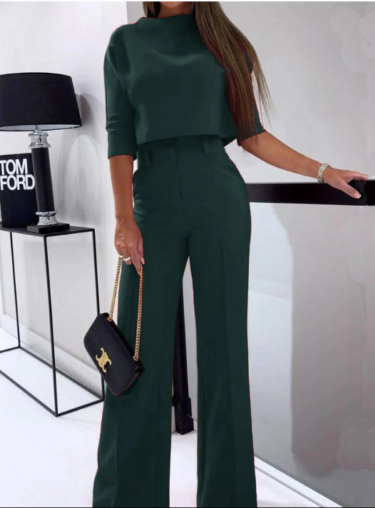 Women's Elegant Solid Color Half Sleeve Short Top