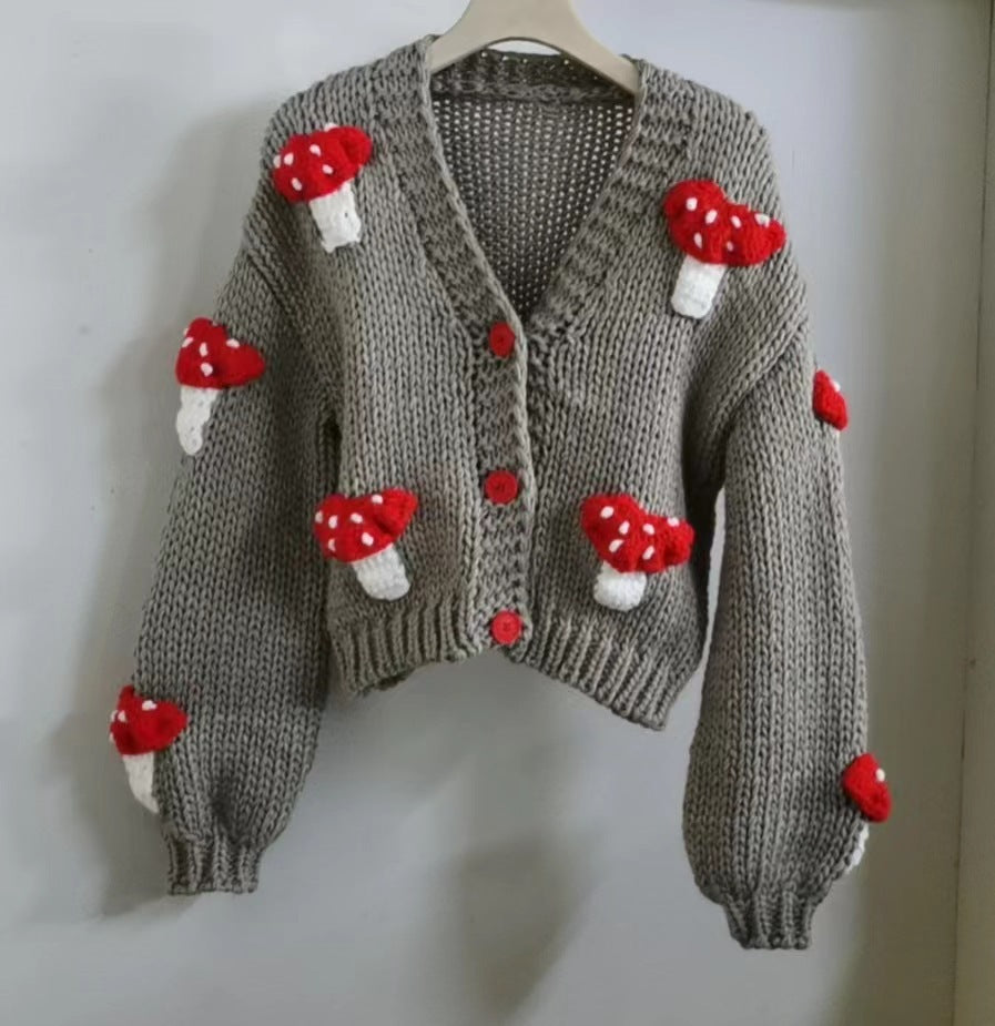 Women’s Mushroom Crochet Short Cardigan