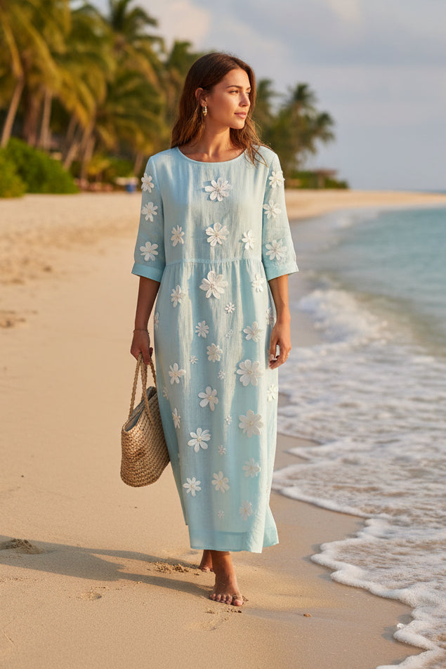 Women's Plus-Size Patchwork Maxi Dress – Relaxed Fit Casual Skirt