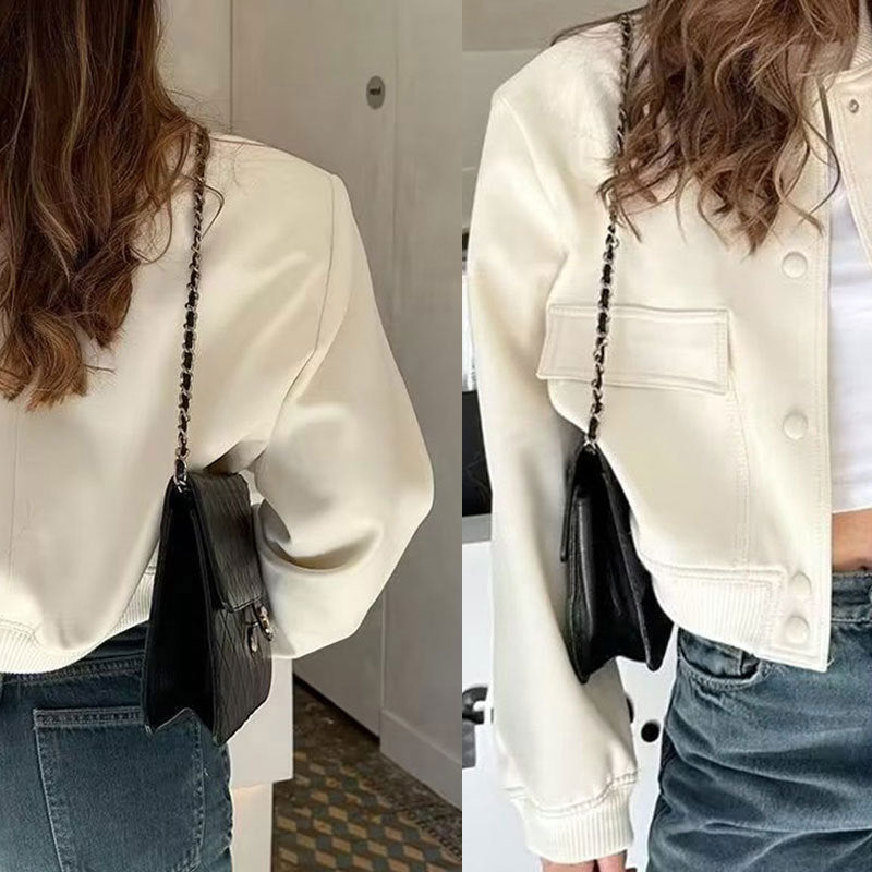 Women's Solid Color Long Sleeve Baseball Jacket