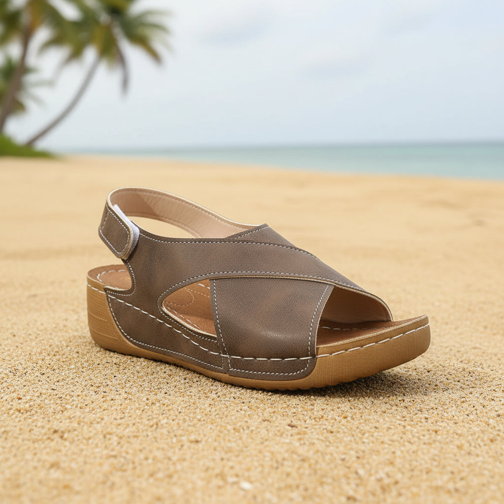 Women's Platform Roman Sandals | Open Toe Velcro Beach Sandals