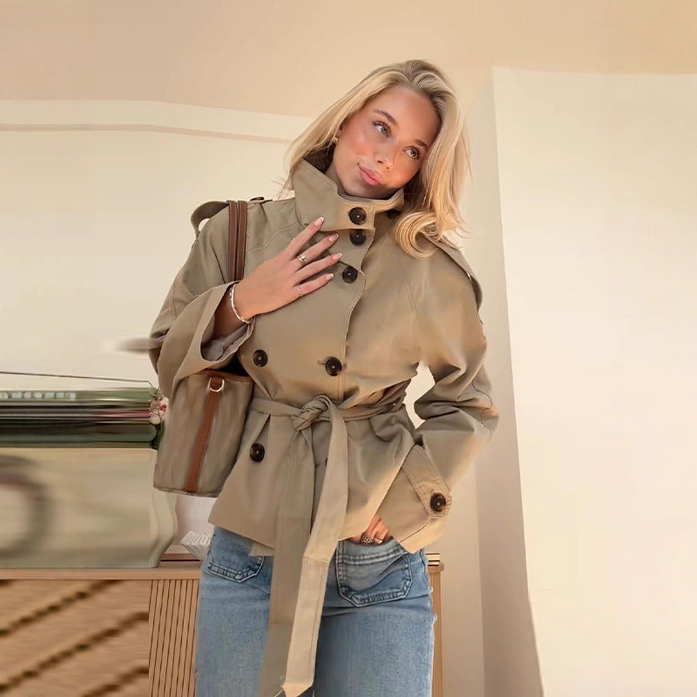 Women’s Lace-Up Waist Trench Coat