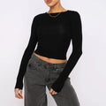 Slim Fit Long Sleeve Shirt | Women's Casual Crop Tops