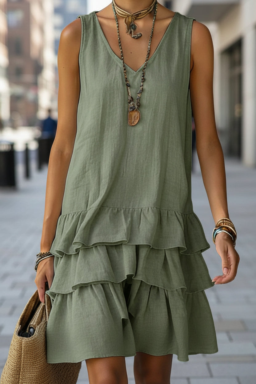 V-Neck Sleeveless Midi Dress – 5 Colors, S–2XL