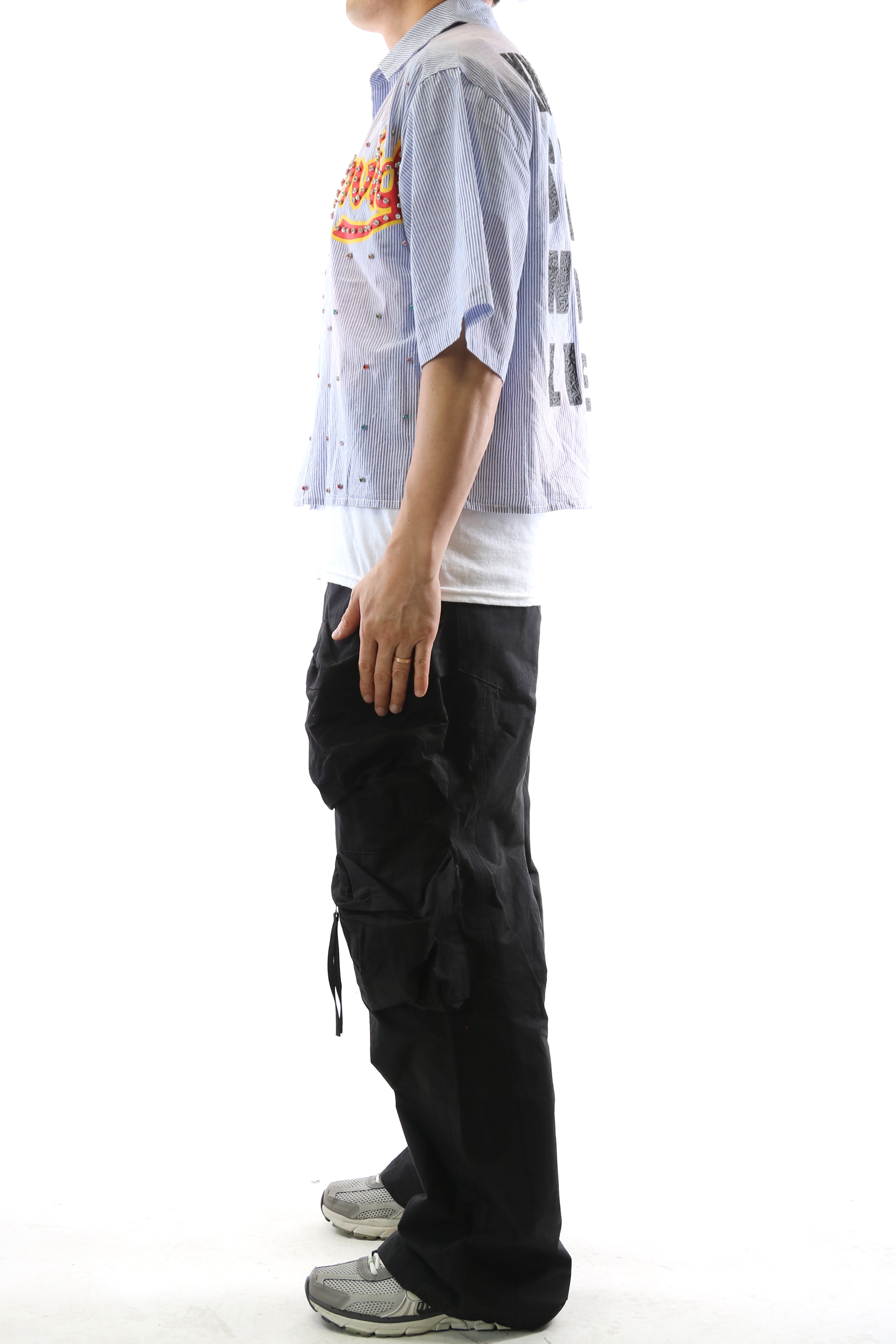 RIA Washed Flannel Crop Top Button Down Shirt