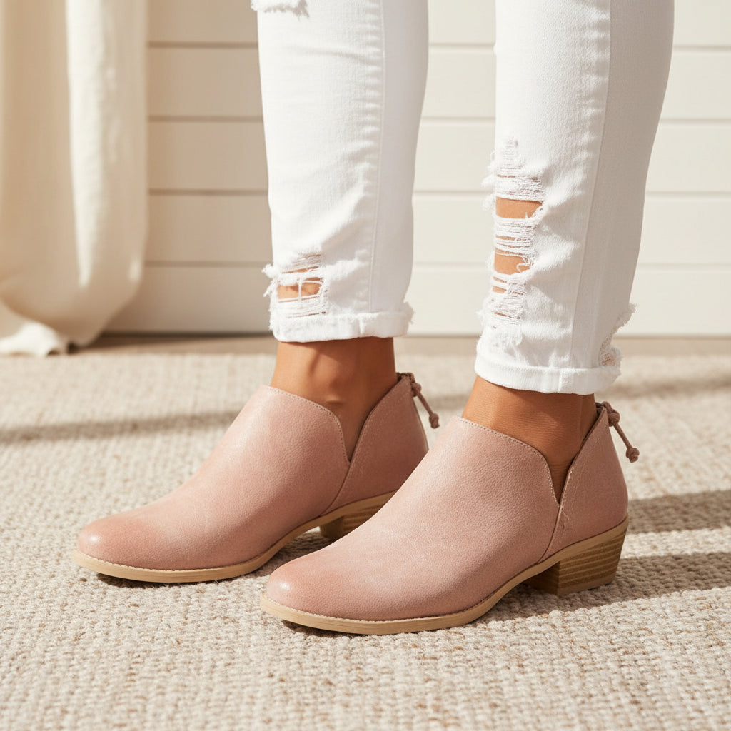 Women's Retro Chunky Heel Ankle Boots – Block Heel Faux Suede