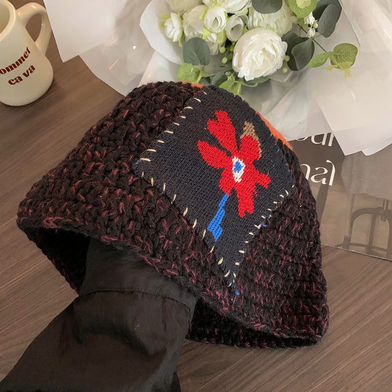 Tie-Dye Knitted Bucket Hat – Women’s Windproof Dome Crown