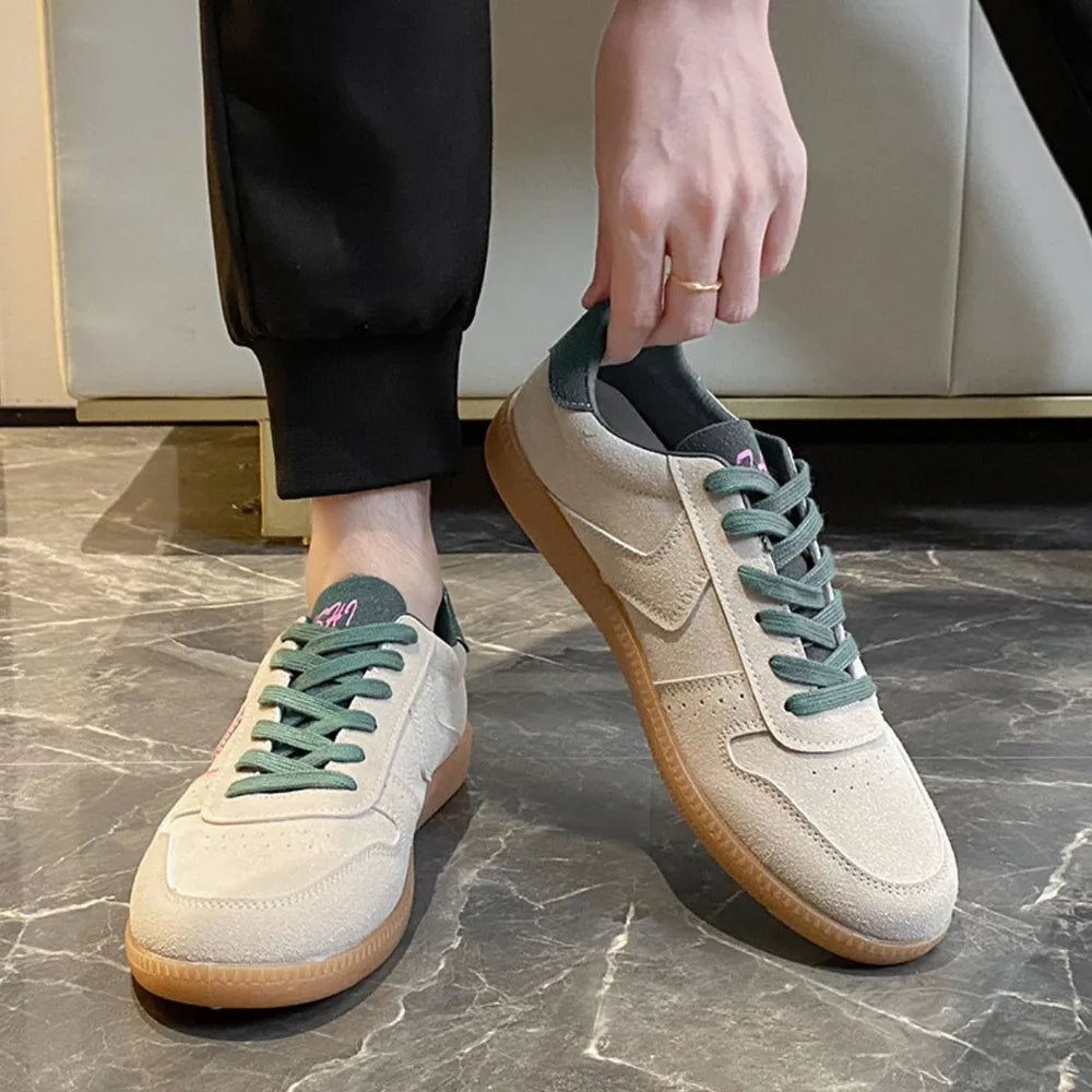Round Toe Lace-Up Sneakers – Casual Flat Mesh Shoes
