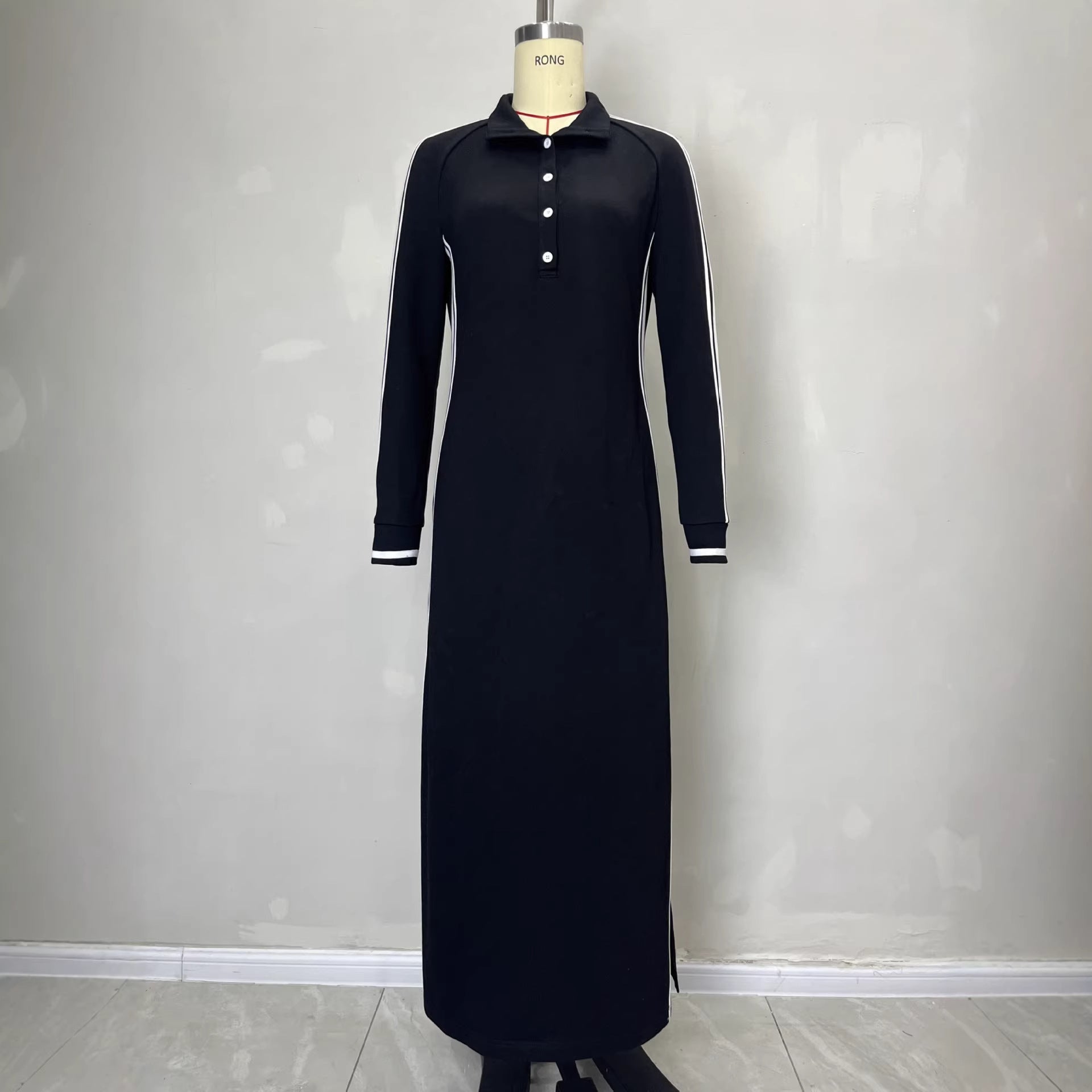 Long Sleeve Hoodie Maxi Dress for Women – Casual Cotton Blend Long Skirt Dress