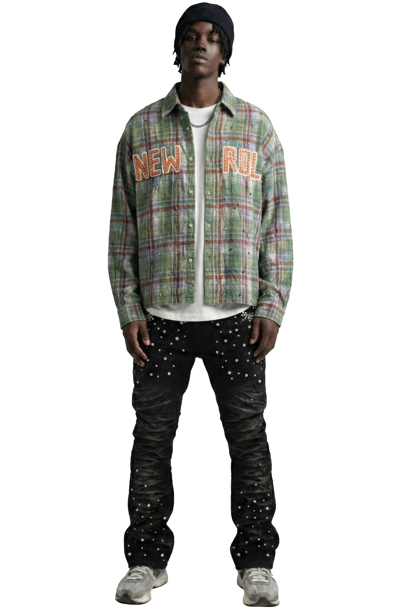 WELD Long Sleeve Washed Flannel Crop Top Button Down Shirt