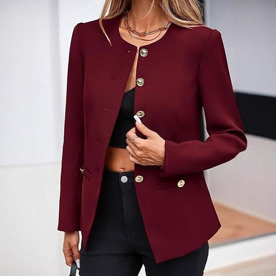 Women’s Round Neck Button Cardigan – Long Sleeve Classic Knit Sweater