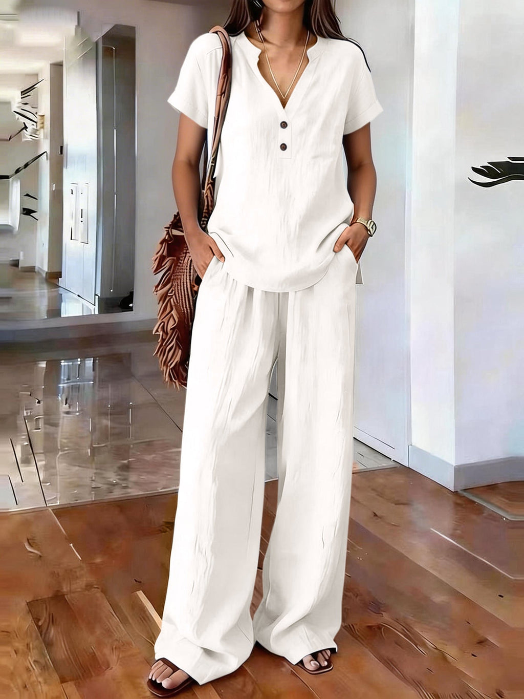 Women’s Casual Solid Color Two Piece Set