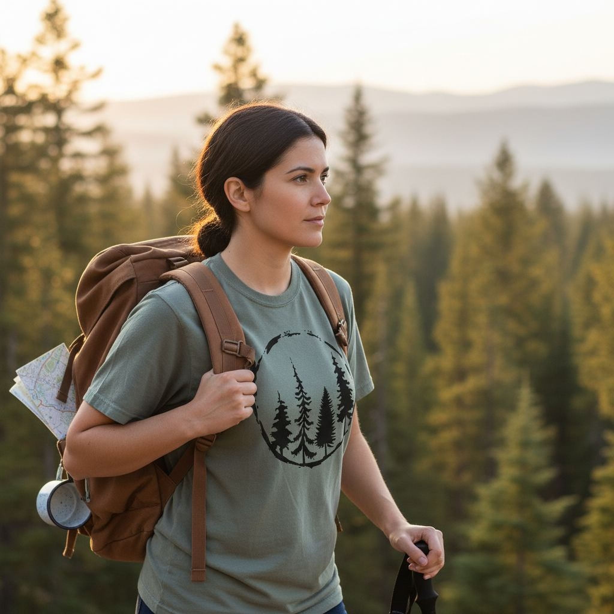 Forest Tree Graphic Tee for Nature Lovers – Soft Vintage Washed Comfort Colors Outdoor Shirt with Minimalist Pine Tree Design