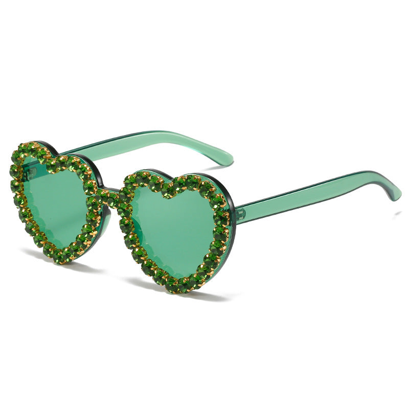 Peach Heart Rhinestone Sunglasses – Y2K INS Style