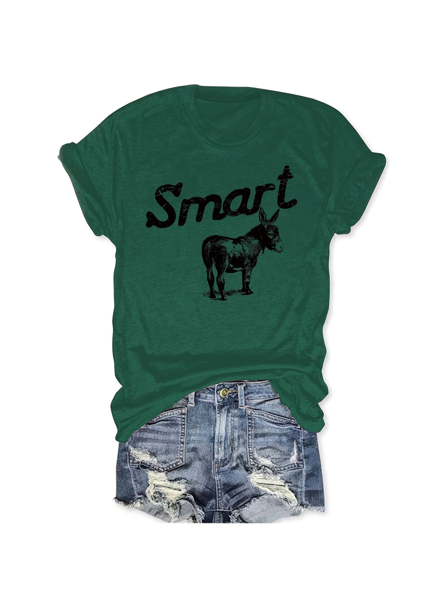Women's Round Neck Short Sleeve T-Shirt - Casual Summer Top
