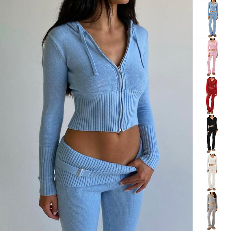 Long Sleeve Sweater And High Waist Long Pants Set