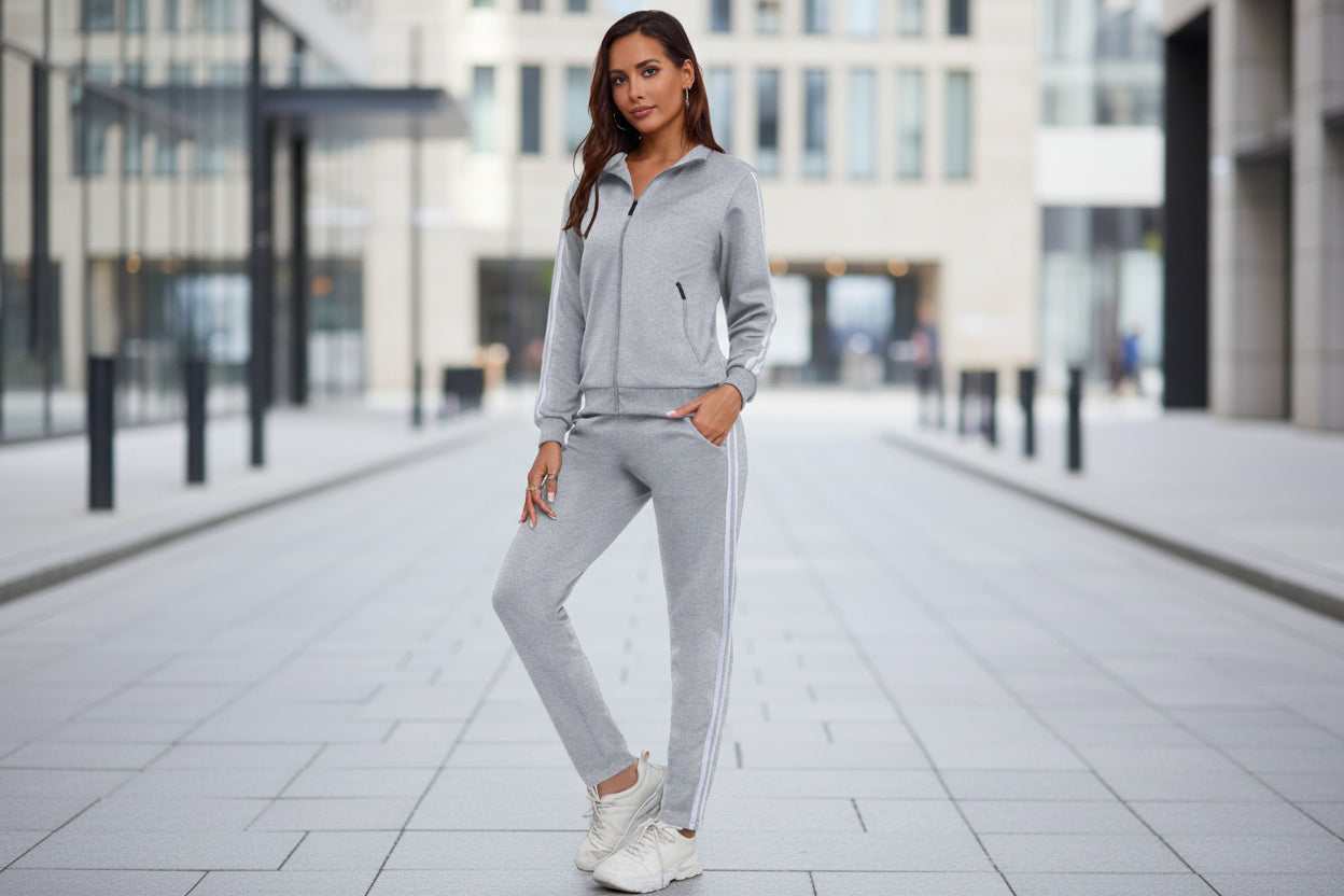 Women’s Fashionable Printed Sports Long-Sleeve Hoodie Set