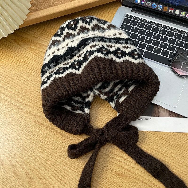 Winter Vintage Wool Bag Cap – Warm Ear Protection Hat for Cold Weather