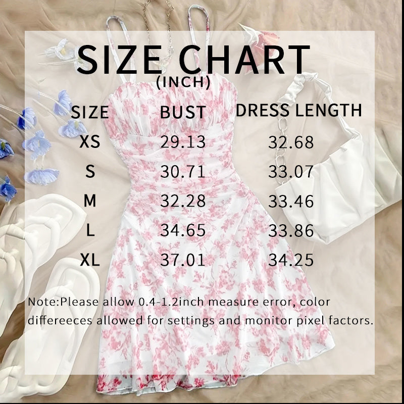 Boho Floral Spaghetti Strap Mini Dress – Ruched Ruffle Hem Vacation Sundress