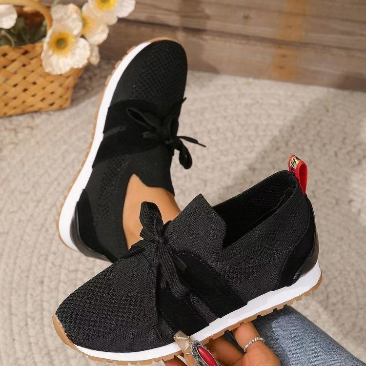 Women’s Lace‑Up Mesh Walking Flats