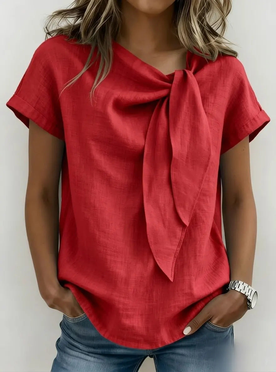 Women's Loose-Fit Short Sleeve Casual Pullover T-Shirt