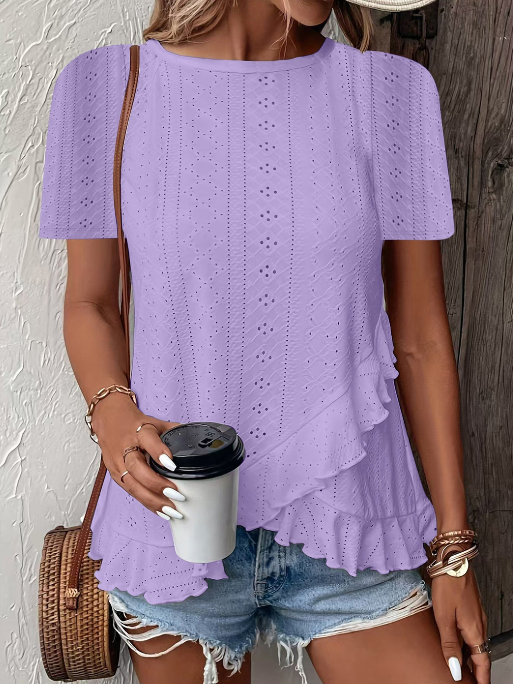 Women’s Casual Solid Color Short Sleeve Crew Neck Top