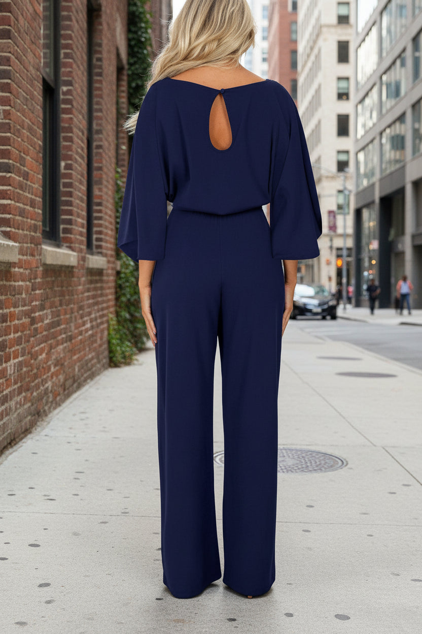 Solid Color Slim-Fit Long Sleeve Knit Jumpsuit | 3 Colors S–XXL