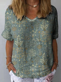 Artistic Retro Digital Print Pullover Top – Women’s Chinese Style