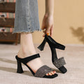 Women's Chunky Heel Slip-On Slippers – Breathable Platform Mules