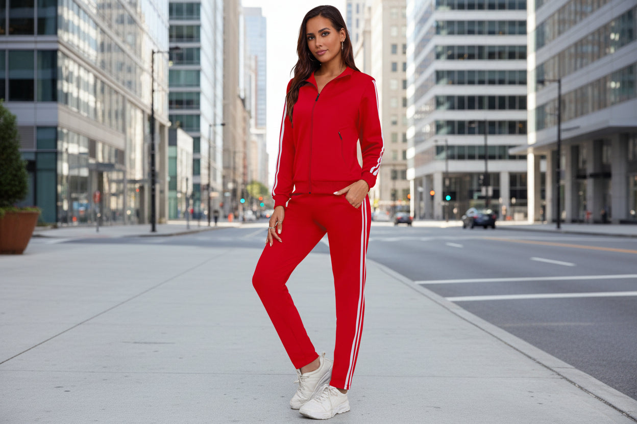 Women’s Fashionable Printed Sports Long-Sleeve Hoodie Set