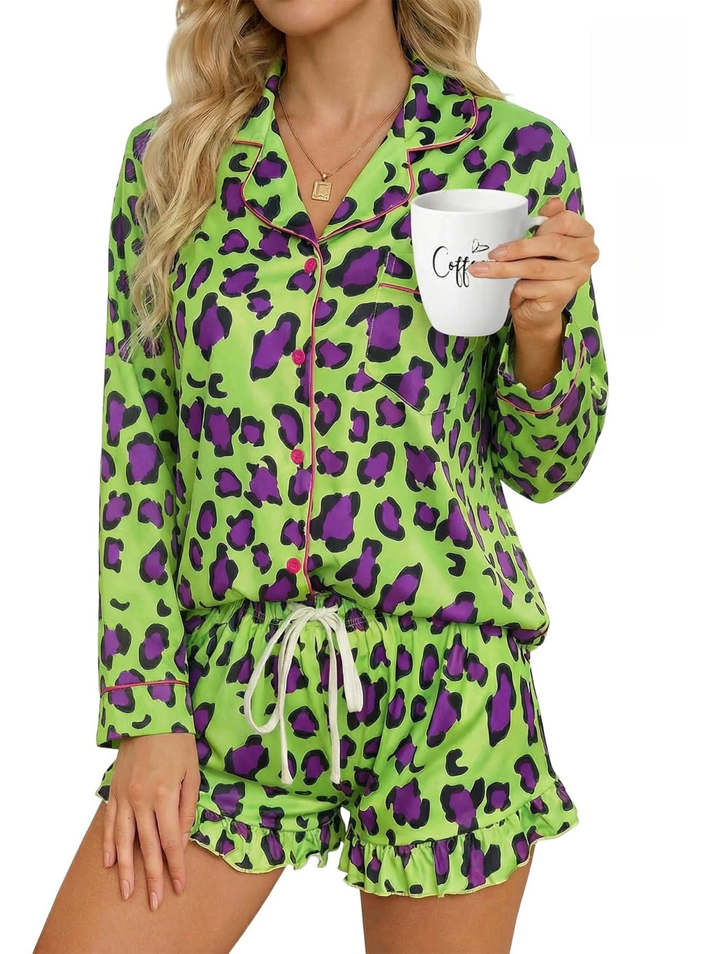 Women’s Milk Silk Leopard Print Pajama Set