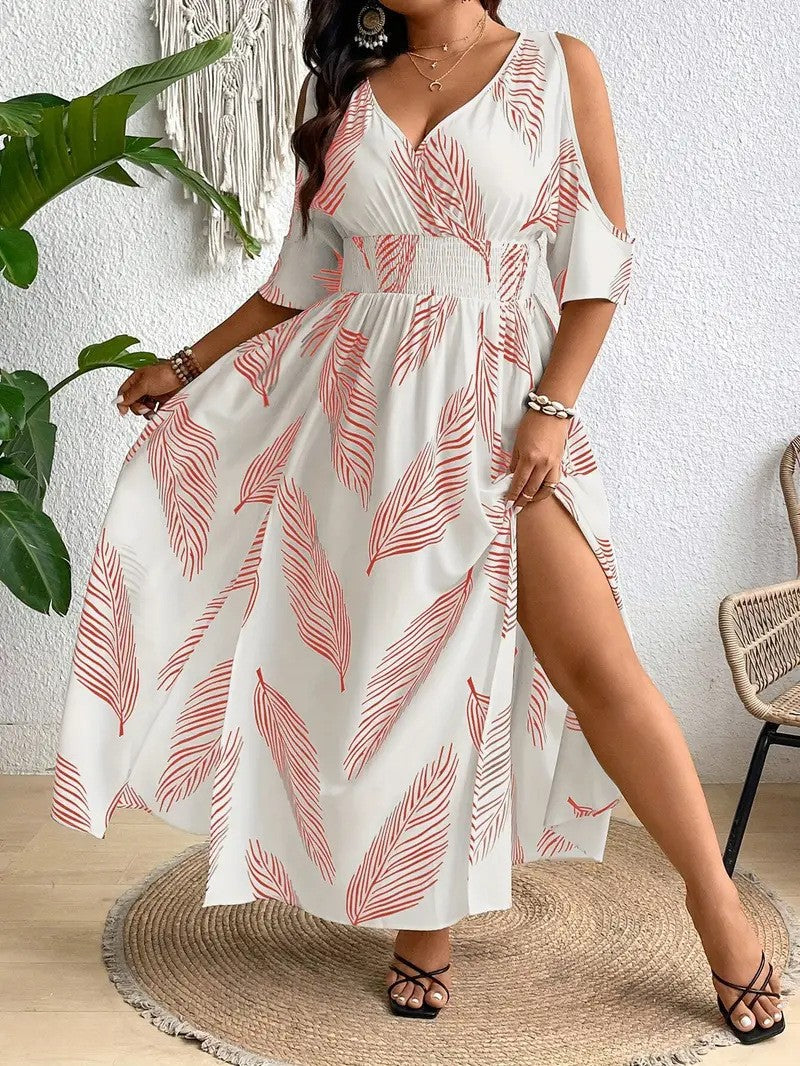 Women’s Off-Shoulder Cross V-Neck Maxi Dress