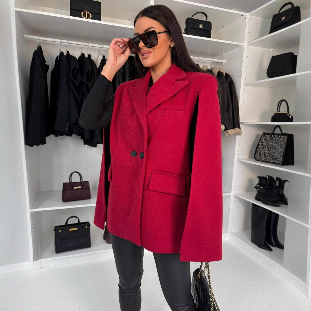 Women’s Solid Color Shawl Coat – Loose Wrap Outerwear