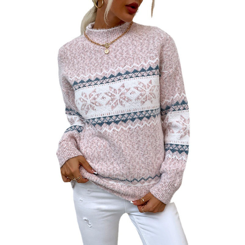 Women’s Snowflake Pullover Sweater — Cozy Winter Knit Top