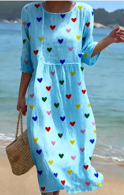 Women's Plus-Size Patchwork Maxi Dress – Relaxed Fit Casual Skirt