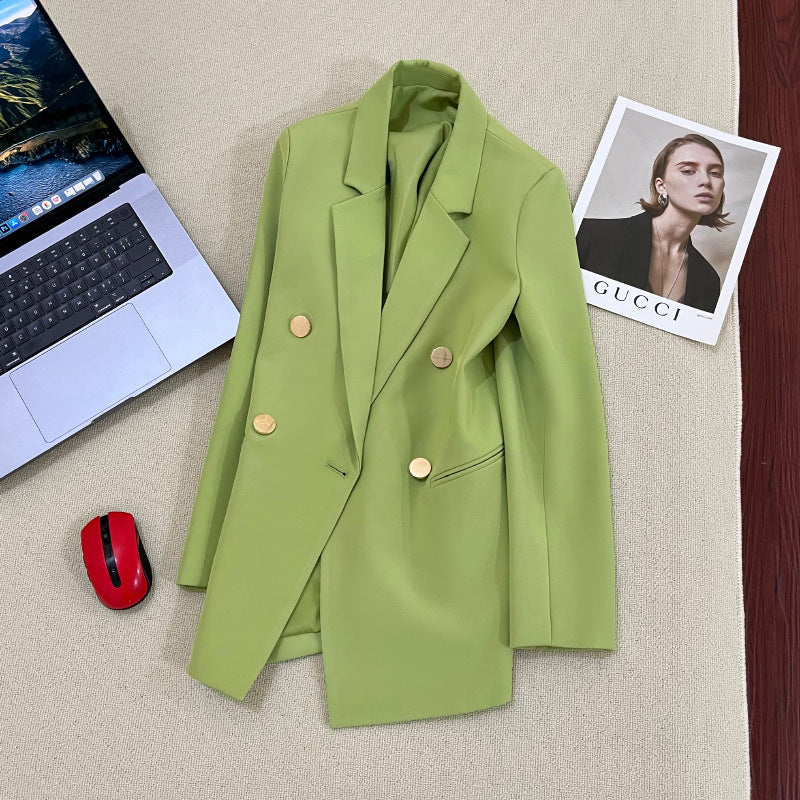 Women's Straight-Cut Blazer – Slim Fit Long Sleeve Suit Jacket