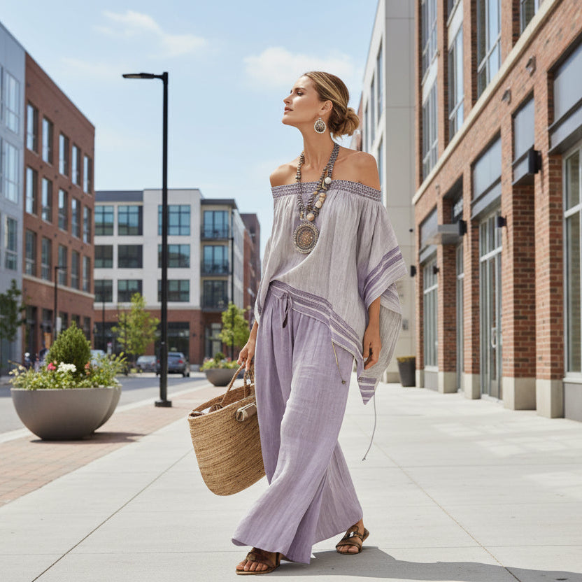 Women’s Beach Vacation Two Piece Set – Loose Summer Outfit