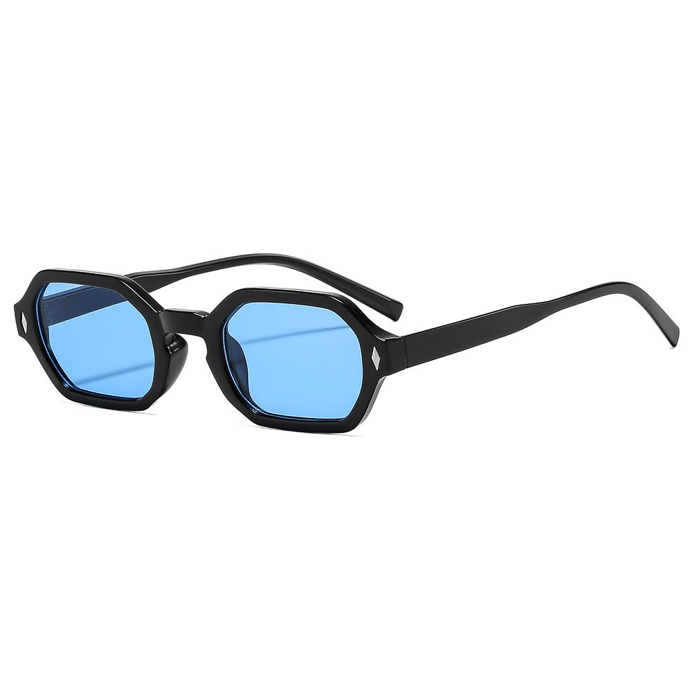 Polygonal Small-Frame Sunglasses – Hexagonal Unisex UV Protection