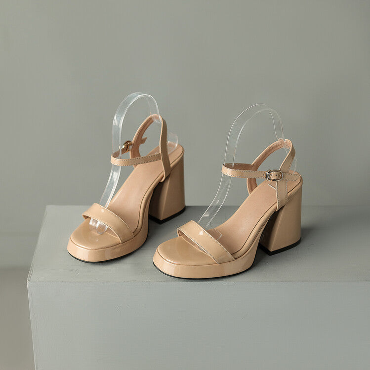 Women's Round Toe Chunky Heel Sandals – Buckle Strap Block Heel