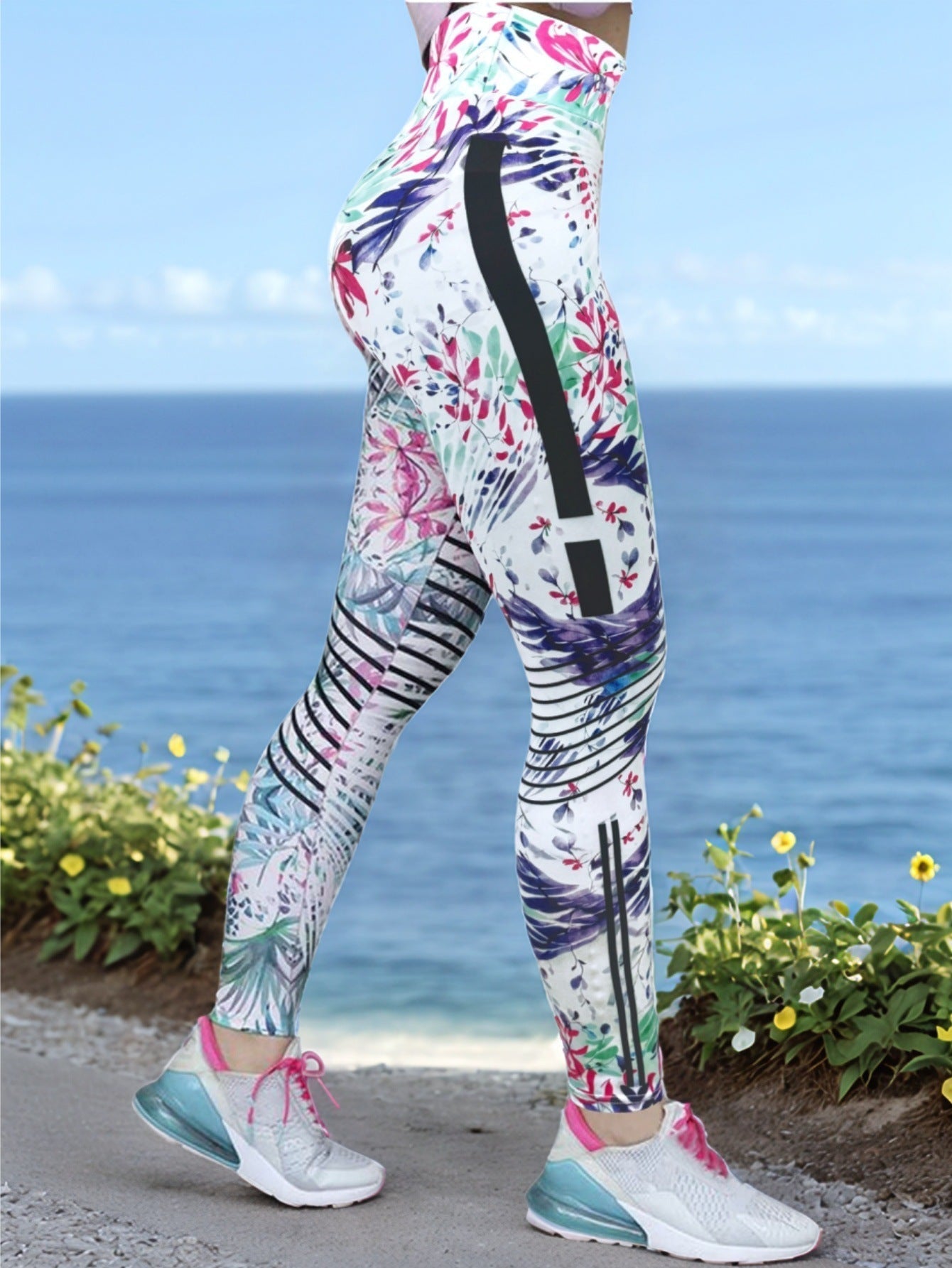 High-Elastic Printed Yoga Leggings – High Waist Tummy Control Fitness Pants