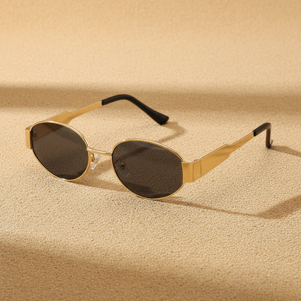 Vintage Oval Sunglasses – Light Luxury Gold & Silver Frame