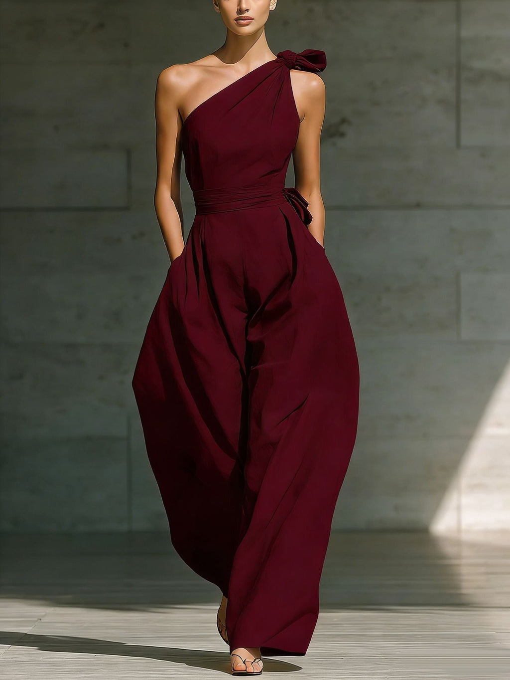 Women's Sleeveless Halter Neck Cinched Waist Slim Jumpsuit – 6 Colors S–2XL