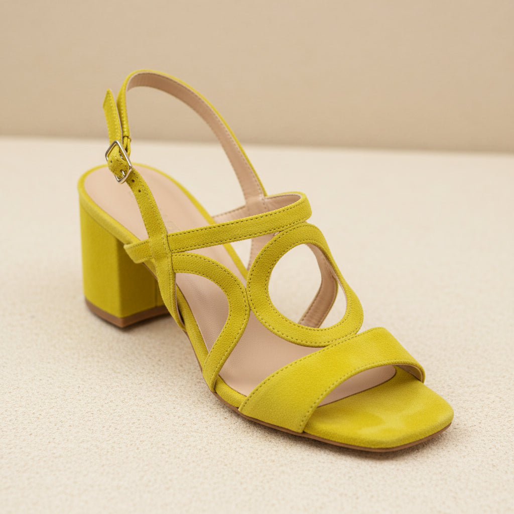 Women's Suede Hollow-Out Buckle Strap High Heel Sandals – Pointed Toe