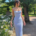 Women's Slim Fit Printed Backless Dress