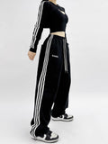 Embroidered Patchwork Wide-Leg Athletic Sweatpants | 4 Colors