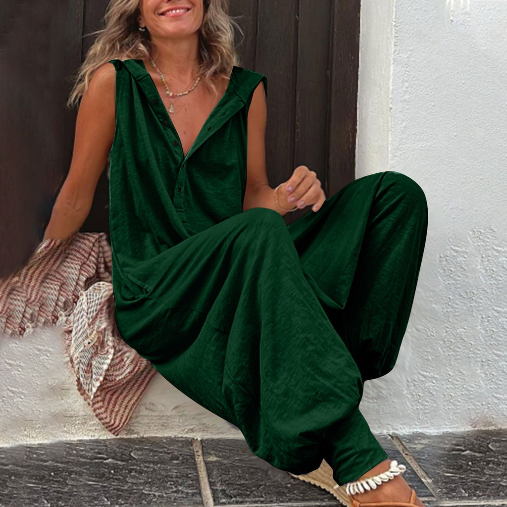 Women’s Sleeveless Hooded Relaxed Fit Jumpsuit