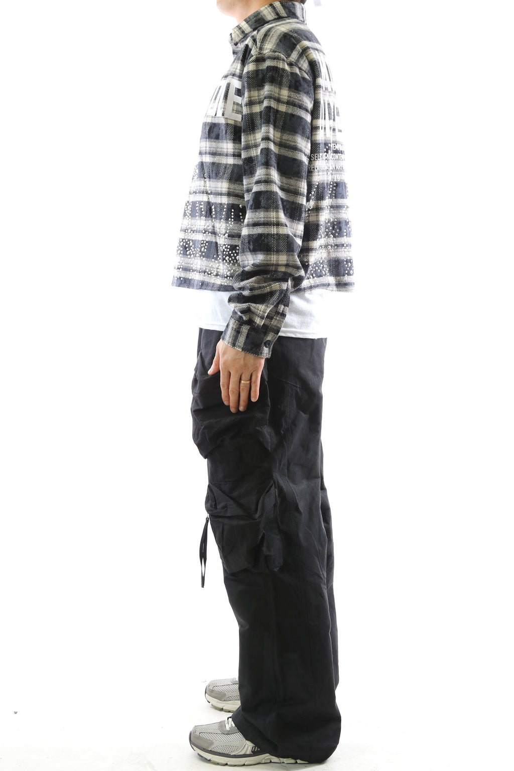 STATIC Heavy Flannel Crop Top Button Down Shirt