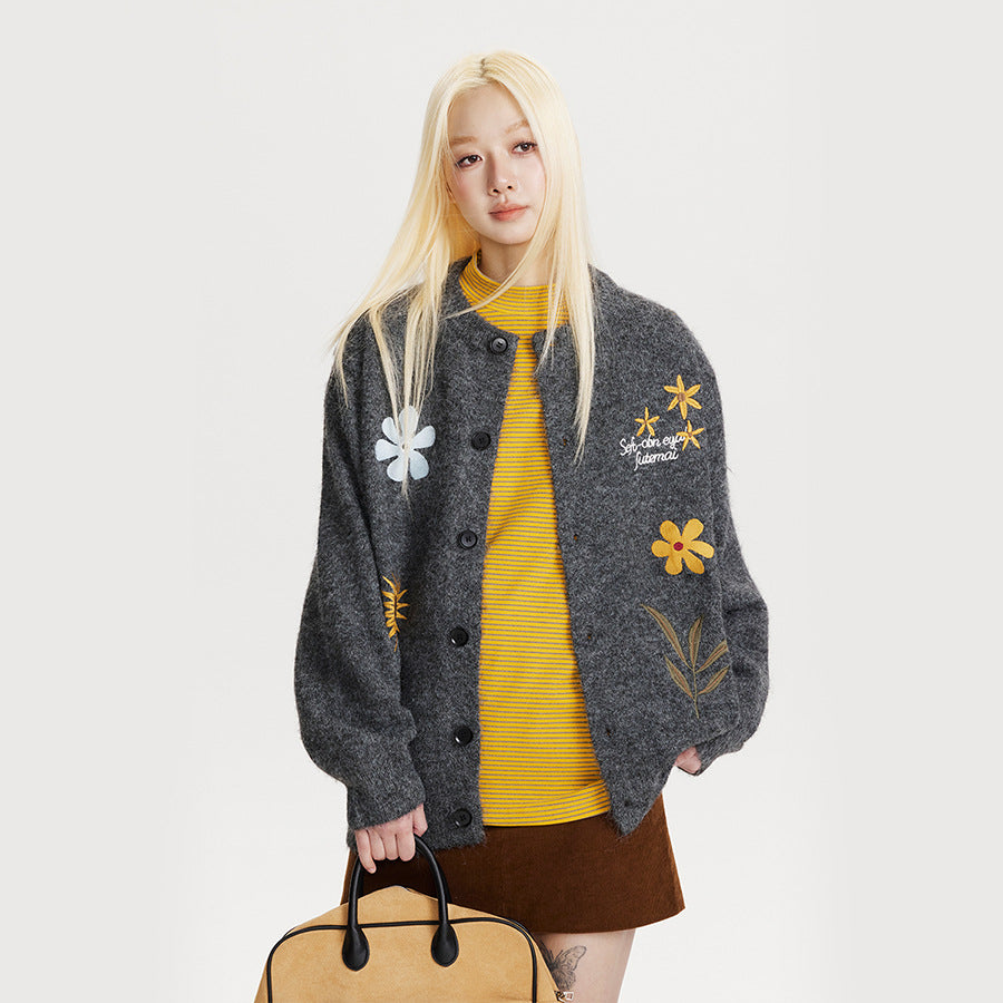 Women’s Retro Floral Embroidered Cardigan Sweater