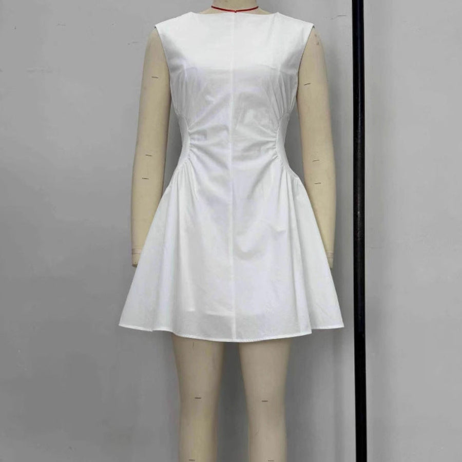 Women's One-Shoulder Sleeveless High Waist Slim Fit Mini Dress – White Bodycon