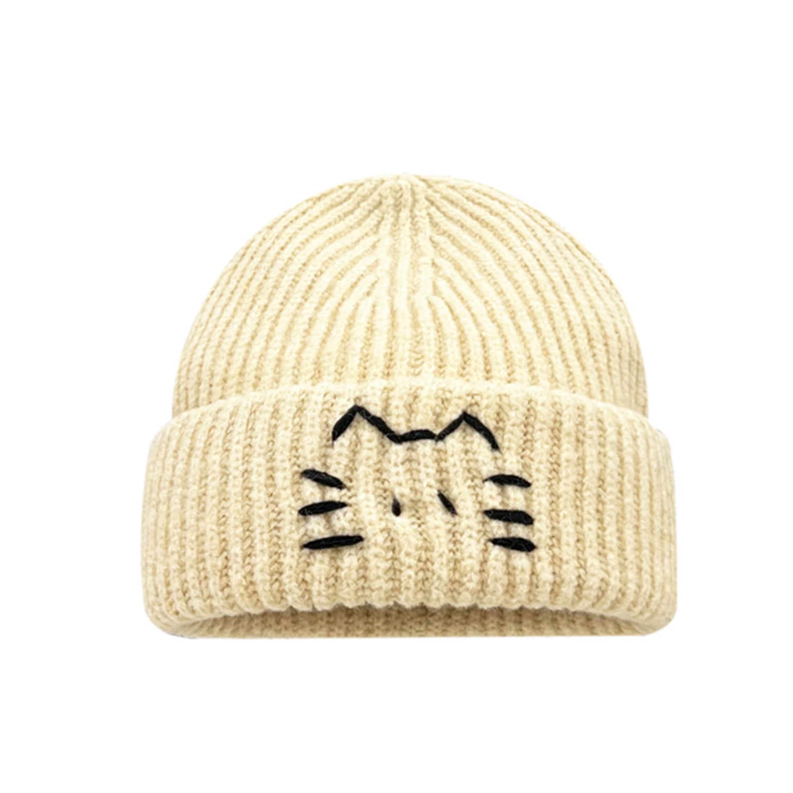 Women’s Cute Cat Line Design Knitted Hat – Warm Fall & Winter Beanie